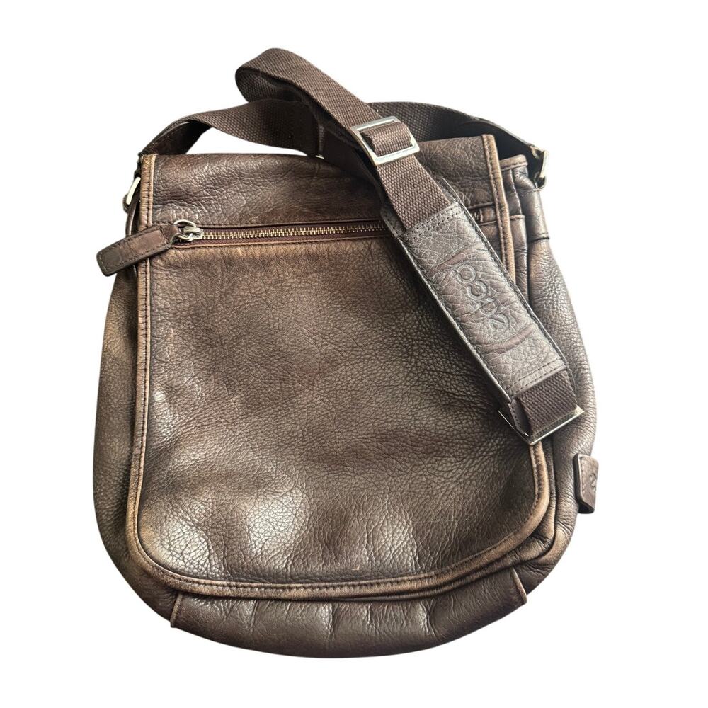 ECCO Brown Leather Medium Hobo Messenger Shoulder Bag Unisex Adjustable Strap